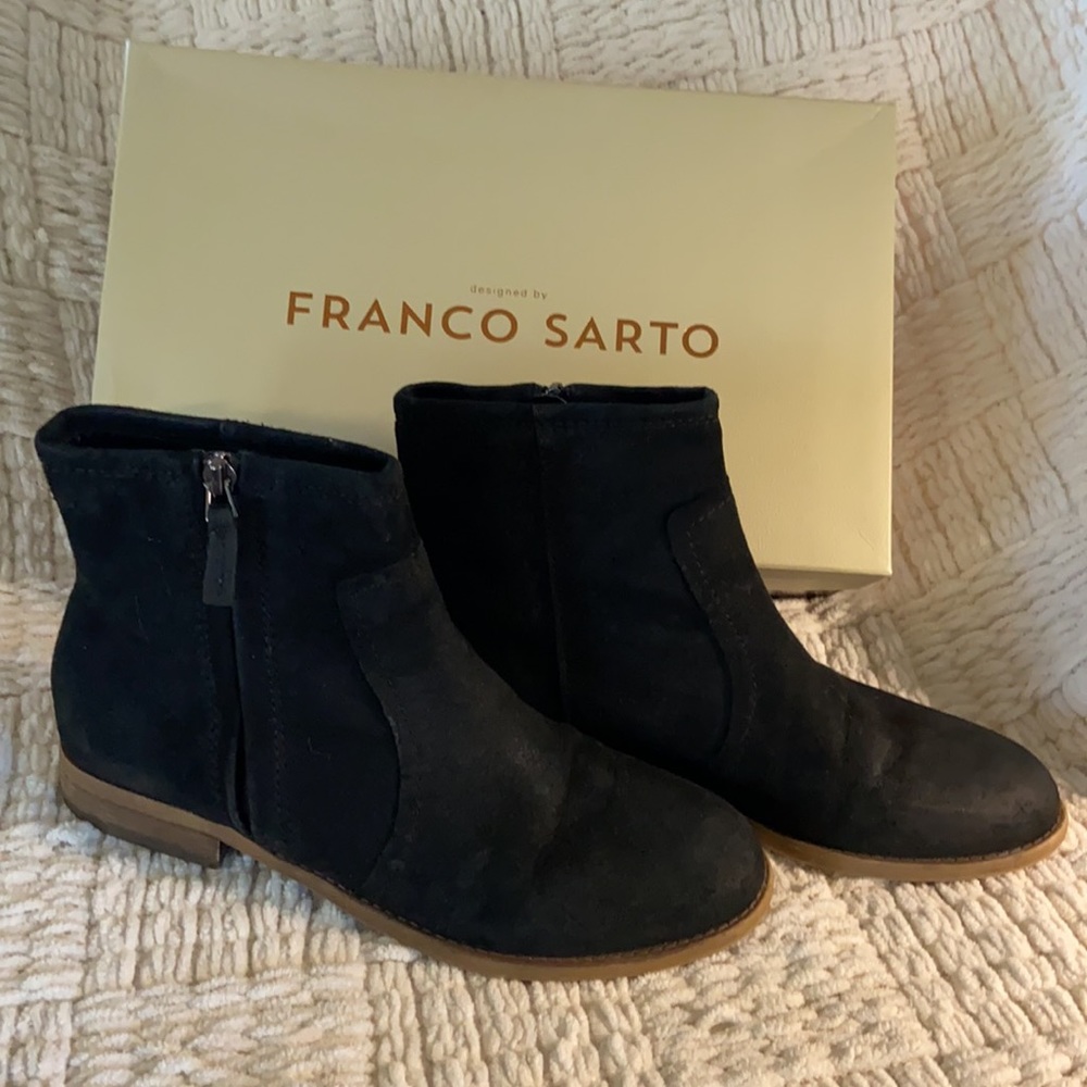 Franco Sarto Kelvin Black Suede Ankle Boot 7.5